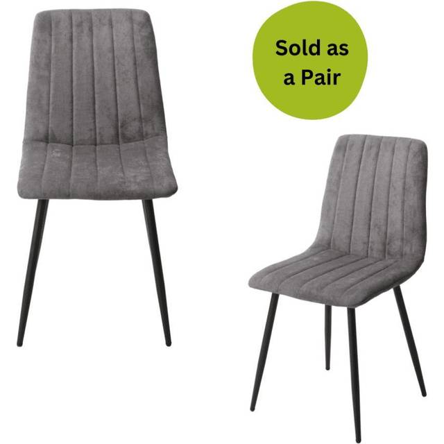 Aspen Straight Stitch Grey Dining Chair, Black Tapered Legs (pair)
