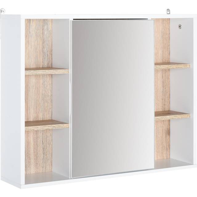 HOMCOM Wall Mounted Bathroom Storage Cabinet w/ Mirrored Door - Adjustable Shelf | TJ Hughes
