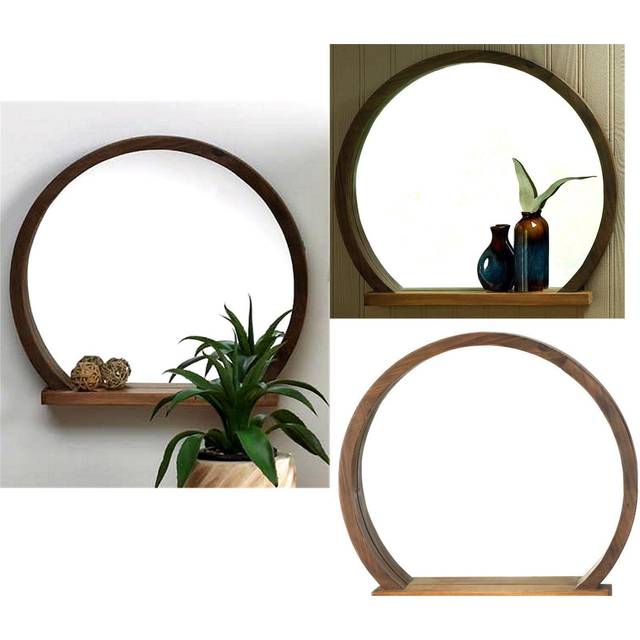 Round Wooden Mirror with Shelf 1775x275x16