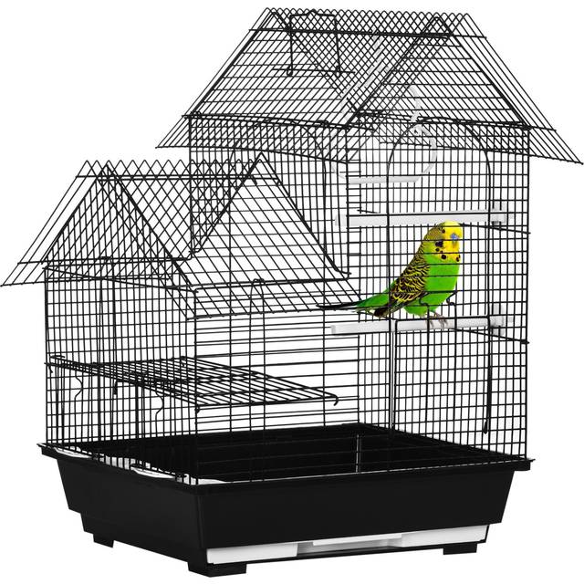 PawHut Metal Bird Cage - With Plastic Perch - Swing Ring - Handle - 39 x 33 x 47cm | TJ Hughes