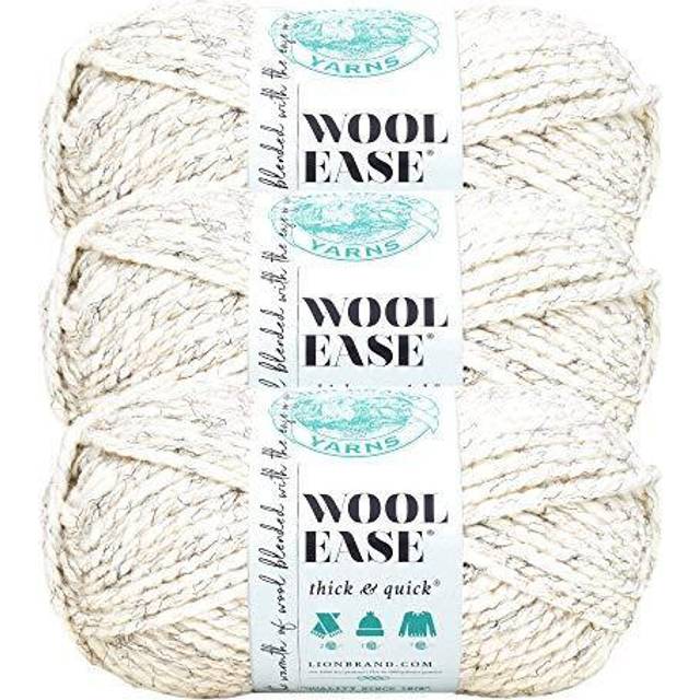 Lion Brand Yarn Wool-Ease Thick & Quick Yarn  Soft and Bulky Yarn for Knitting  Crocheting  and Crafting  3 Pack  Wheat