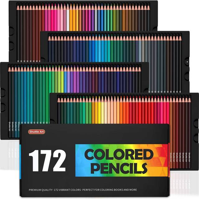 Shuttle Art 172 Colouring Pencils, Soft Core Coloured Pencils Set for Adult Colouring Books Artist Drawing Sketching Crafting, Colouring Pencil for