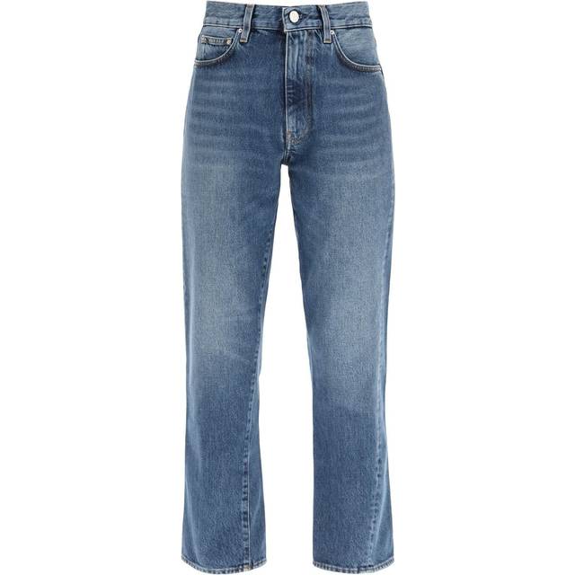 Twisted Seam Straight-Leg Denim Pants - Medium Blue - 28