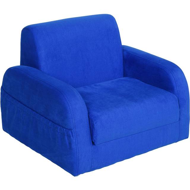 Homcom 2 In 1 Kids Children Sofa Chair Bed Folding Couch Soft Flannel Foam Toddler Furniture For 3-4 Years Old Blue