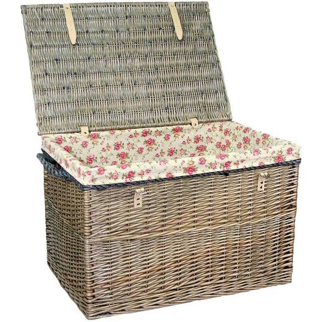 Large Antique Wash Storage Wicker Basket - Rose
