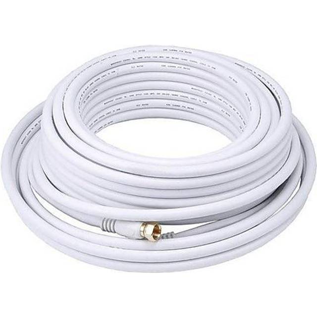 Monoprice 50ft RG6 (18AWG) 75Ohm, Quad Shield, CL2 Coaxial Cable with F Type Connector - White