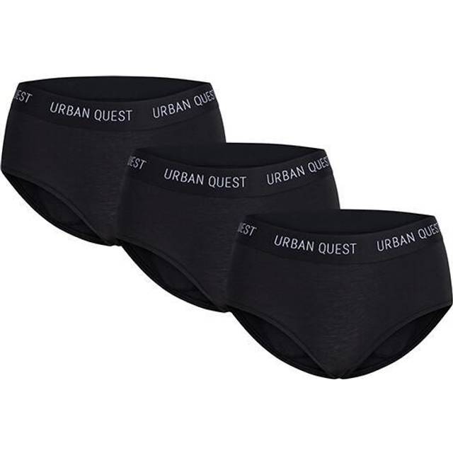 Urban Quest 3-Pack Bamboo hipstertrosa, svart, Storlek: XS, Kvinnor