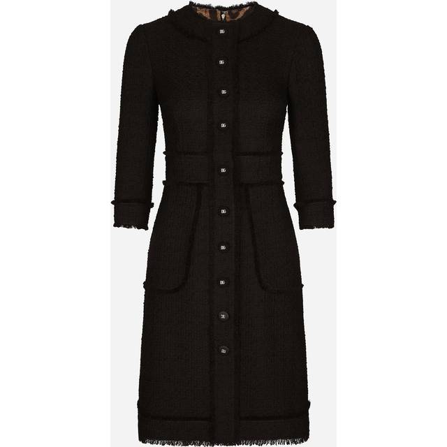Dolce & Gabbana Raschel Tweed Midi Dress - Woman Dresses Black 38