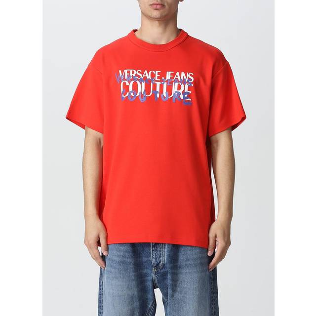 Versace Jeans Couture, T-Shirts, male, Red, S, Red Interlock T-Shirt - Stylish and Comfortable