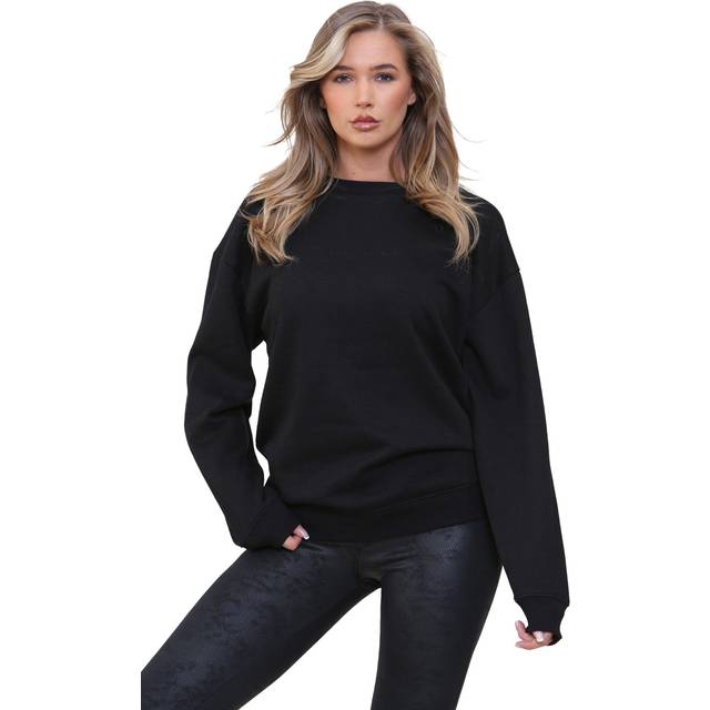 Kruze By Enzo Womens Oversized Sweatshirt - Black Cotton - Size Small