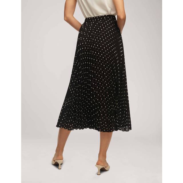 Anne Klein Women's Polka Dot Chiffon Pull On Pleated Skirt in Anne Black/Anne White size 2XS