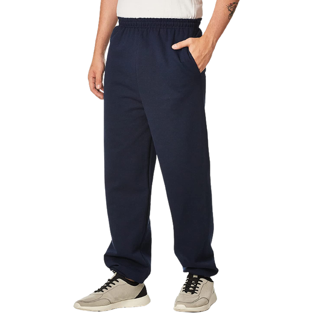 Gildan Men's Fleece Elastic Bottom Sweatpants with Pockets  Style G18100  Navy  Large