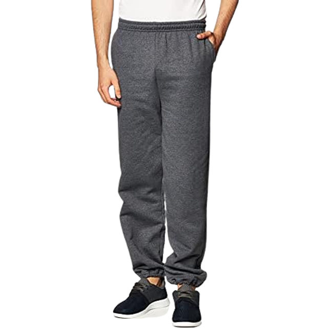 gildan Mens Fleece Elastic Bottom Sweatpants with Pockets  Style g18100  Dark Heather  Large