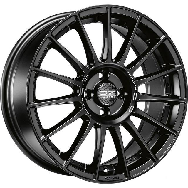 OZ Racing Superturismo LM Alloy Wheels in Matt Black Silver Lettering Set of 4 - 19x8.5 Inch ET44 5x112 PCD 75mm Centre Bore Matt Black Silver Lettering, Black
