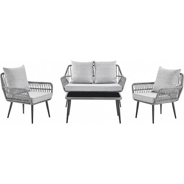 Home Detail Solero Grey 4 Piece Garden Lounge Set, Grey