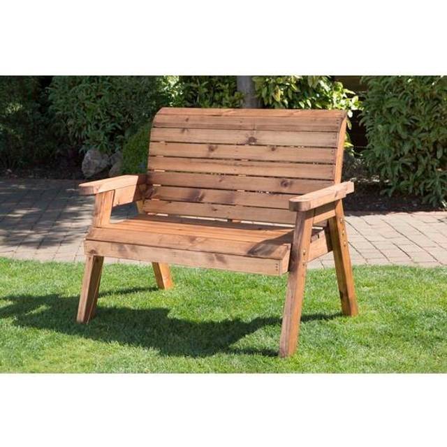 Hand Made Traditional 2 Seater Chunky Rustic Wooden Garden Bench - Brown