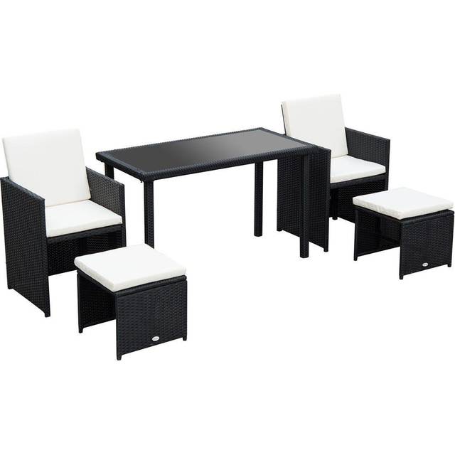 5pc Outsunny Rattan Dining Set For Two | Outdoor Dining Set