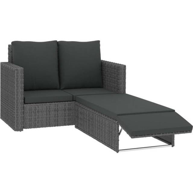 vidaXL 2 Piece Garden Lounge Set with Cushions Poly Rattan Grey