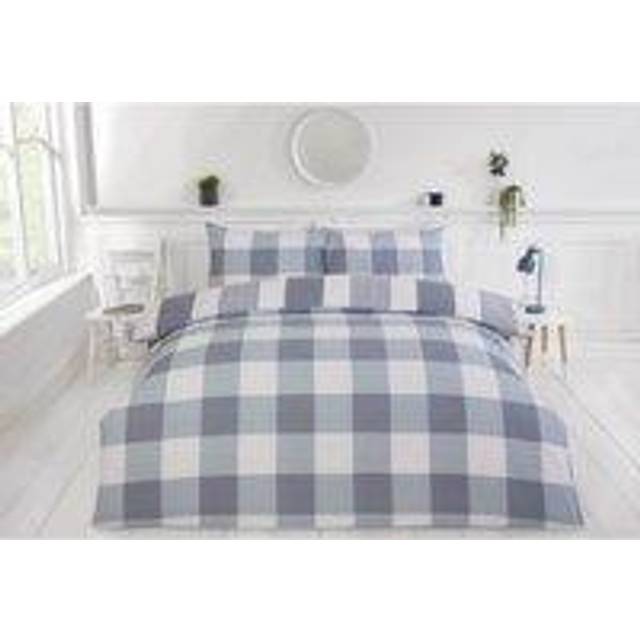 Rapport Home Furnishings Chambray randigt påslakanset vändbart bäddset sängkläder (kung, denim)