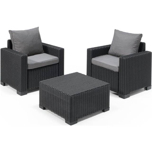Keter California 2 Seater Outdoor Garden Furniture Balcony Set - Grey (2)