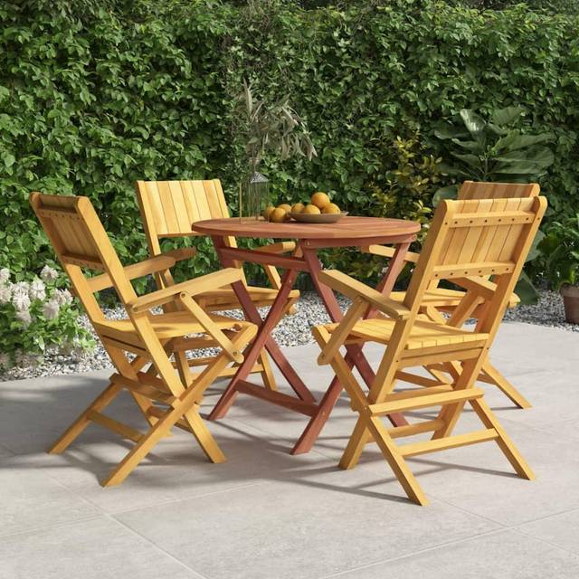 vidaXL 5 Piece Garden Dining Set Solid Wood Teak - Brown