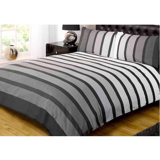 Rapport Home Furnishings Double Soho Stripe Duvet Set Black, Black