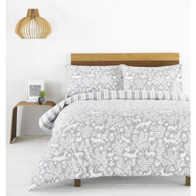 furn. Skandi Woodland Single Grey Brushed Cotton Duvet Set