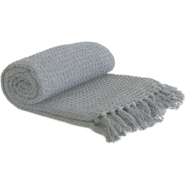 Throw Blanket Sofa Bed Throwover 100% Cotton Recycled Honeycomb Silver 70x100"