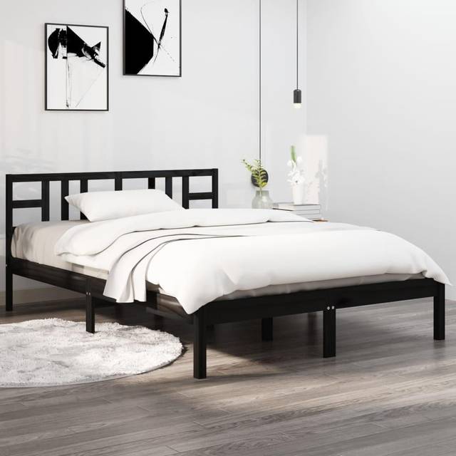 vidaXL Bed Frame without Mattress Black 200x200 cm Solid Wood