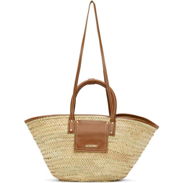Jacquemus Light Brown 2 Le Panier Soleil Palm-leaf Tote Bag 26x48x15cm - LIGHT BROWN 2