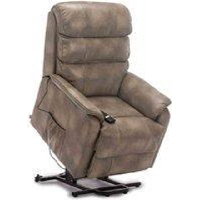 More4Homes Buckingham Single Motor Electric Rise Recliner Bonded Leather Armchair Sofa Mobility Chair (Stone) - One Size