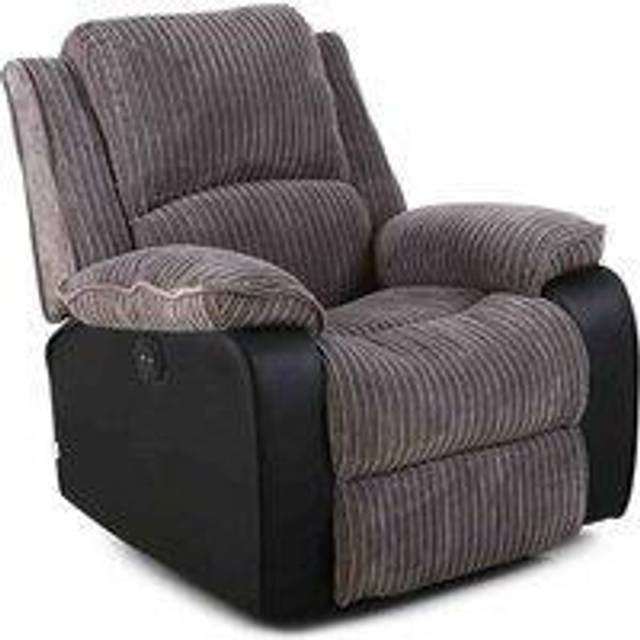 (Grey) Postana Jumbo Cord Fabric Power Recliner Armchair Electric Sofa Reclining Chair