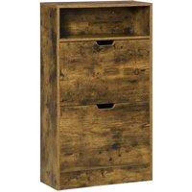 HOMCOM Shoe Cabinet For 12 Pairs Rustic Brown