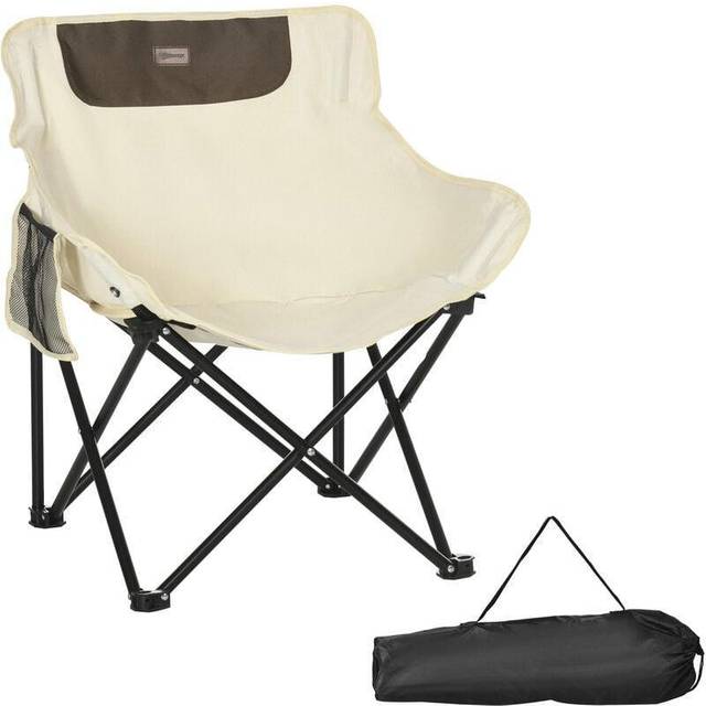 Outsunny Folding Camping Chair w/ Carrying Bag - White, White