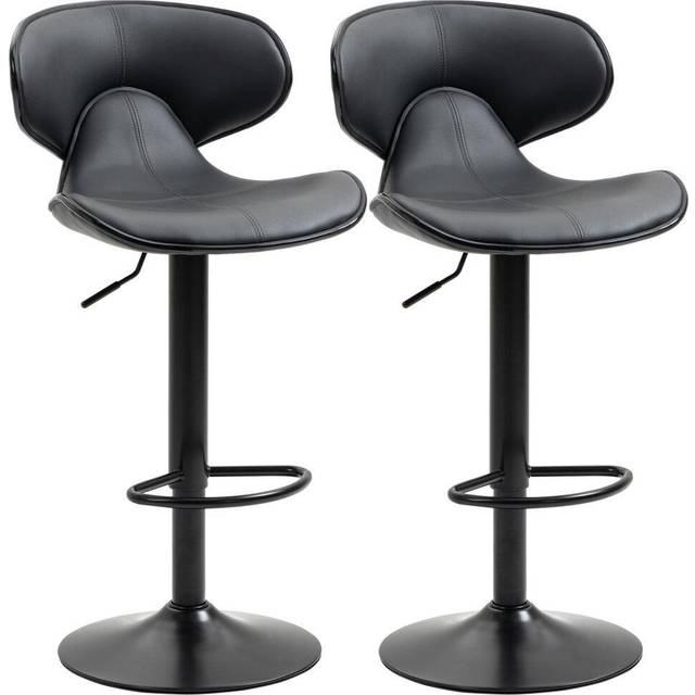 Homcom Adjustable Swivel Bar Stools Set Of 2, Barstools For Counter Bar, Grey - One Size