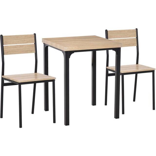 HOMCOM Dining Set 3Pce - Wood Effect & Black - Home Living | TJ Hughes
