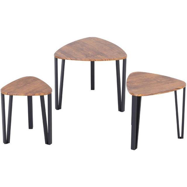 Nest of 3 Coffee Tables Set MDF Walnut