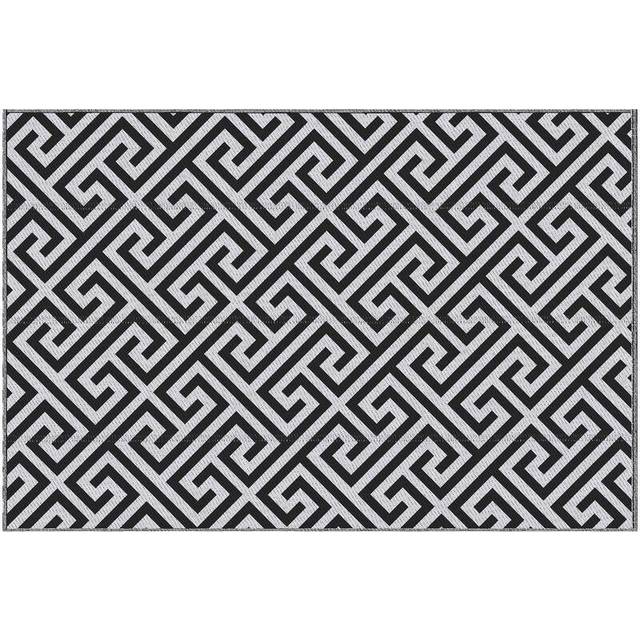 Outsunny 152 x 243 cm(5x 8ft) Outdoor Reversible Rug - Black and White, Black