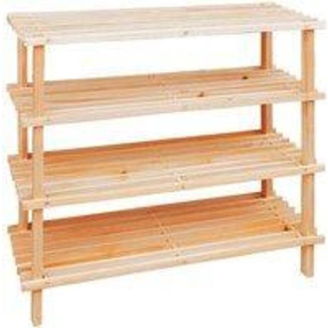 Durable 4 Tier Wooden Shoe Rack, Sturdy Shoe Stand For Home, Ample Storage Sneaker Organizer For Bedroom