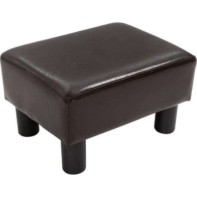 HOMCOM HOMCOM Faux Leather Footstool, Small Foot Rest, Rectangle Sofa Stool For Bedroom Living Room, Brown