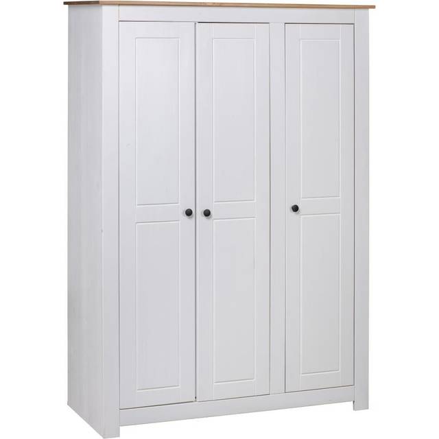 vidaXL 3-Door Wardrobe White 118x50x171.5 cm Pine Panama Range