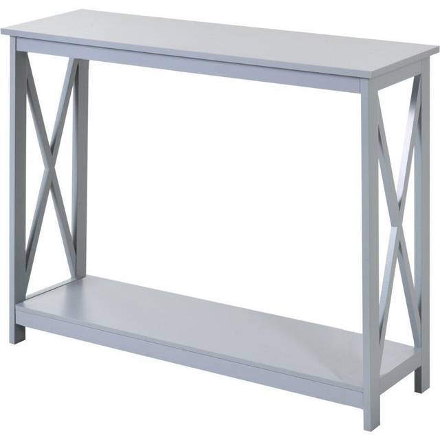 HOMCOM Console Table Hallway Desk w/Storage Shelf, X Design for Living Room Entryway, Grey