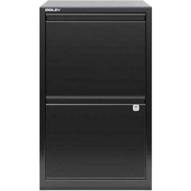 Bisley A4 2 Drawer Flush Front Filing Cabinet, Black