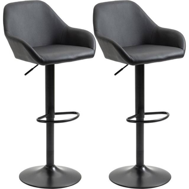 HOMCOM Adjustable Bar Stools Set of 2, Swivel Barstool W/ Footrest Dark Brown