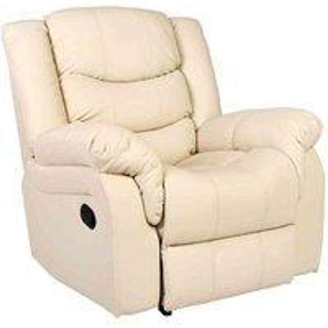 (Cream) Seattle Bonded Leather Recliner Armchair Sofa Home Lounge Chair Reclining Gaming