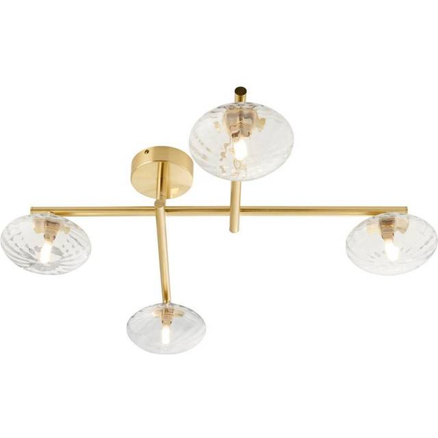 Merano Oristano Semi Flush Satin Brass Plate 4 Light Semi Flush Ceiling Light - Brown - 64 x 66 x 0.1cm