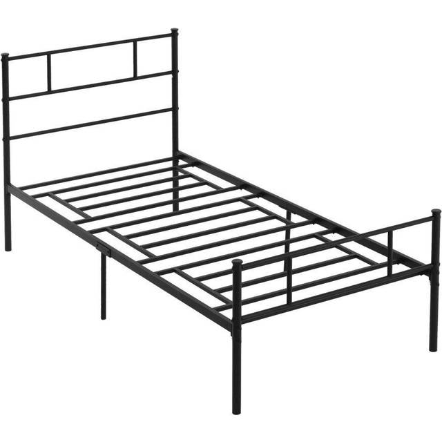 HOMCOM Single Metal Bed Frame w/ Headboard and Footboard, Underbed