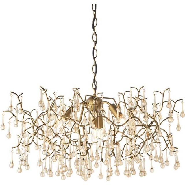 Merano Rimini Lustre Glass Aged Gold 4 Light Ceiling Pendant - 75 x 75 x 110cm