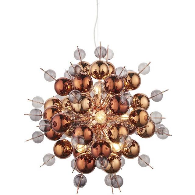 Merano Pavia Tinted Glass Copper 9 Light Ceiling Pendant - 63 x 63 x 120cm