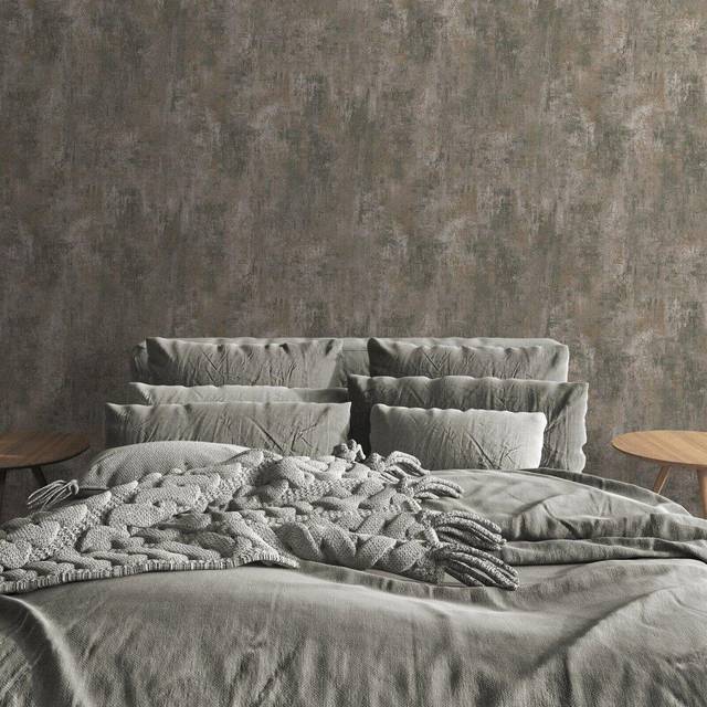 Plain Neutral Patina Distressed Stone Concrete Effect Cove Texture Wallpaper